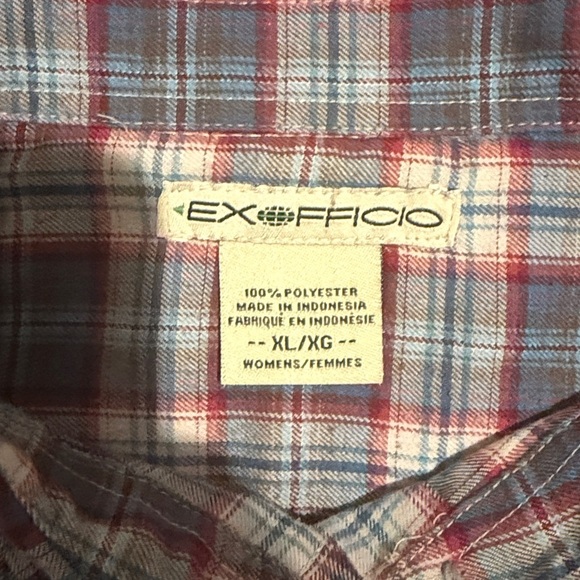 ExOfficio Madison Shirt Top Womens XL Plaid Flannel Outdoors Adventure Midweight - Picture 4 of 6